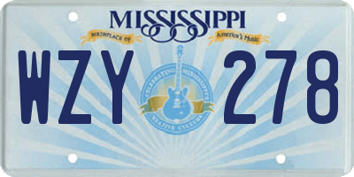 MS license plate WZY278