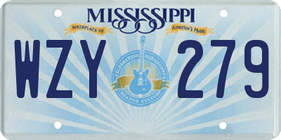 MS license plate WZY279