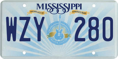 MS license plate WZY280