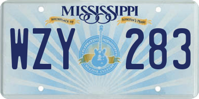 MS license plate WZY283
