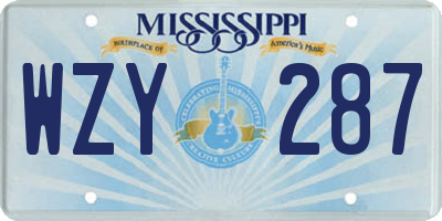 MS license plate WZY287