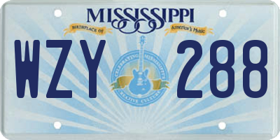 MS license plate WZY288