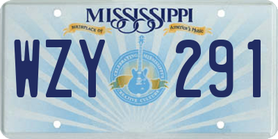 MS license plate WZY291