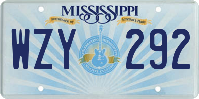 MS license plate WZY292