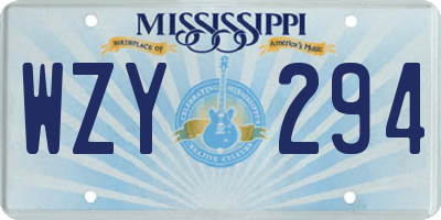 MS license plate WZY294