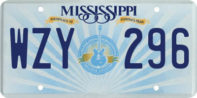 MS license plate WZY296