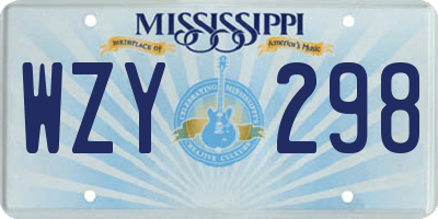 MS license plate WZY298