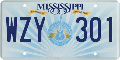MS license plate WZY301