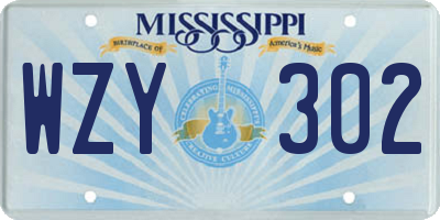 MS license plate WZY302