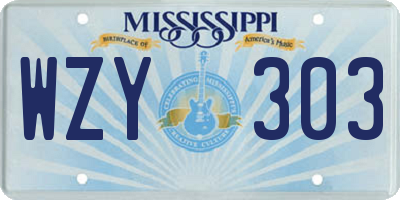 MS license plate WZY303