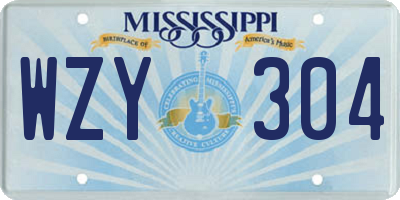 MS license plate WZY304