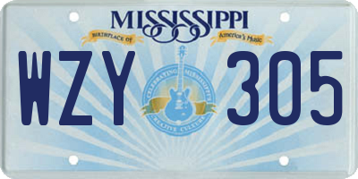 MS license plate WZY305