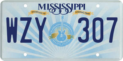 MS license plate WZY307