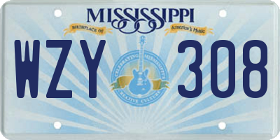 MS license plate WZY308
