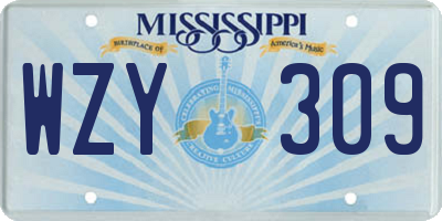 MS license plate WZY309