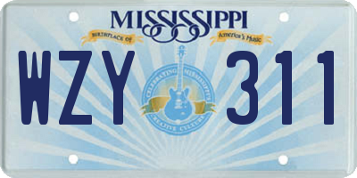 MS license plate WZY311