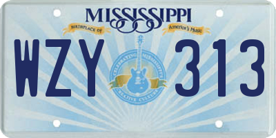 MS license plate WZY313