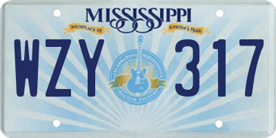 MS license plate WZY317
