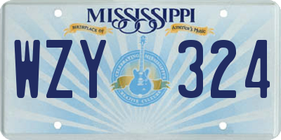 MS license plate WZY324