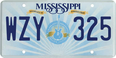 MS license plate WZY325