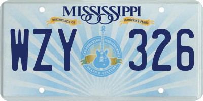 MS license plate WZY326