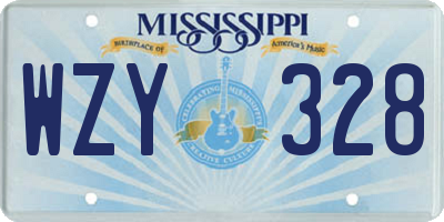 MS license plate WZY328
