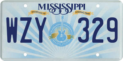 MS license plate WZY329