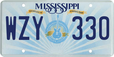 MS license plate WZY330