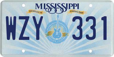 MS license plate WZY331