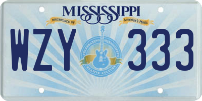 MS license plate WZY333