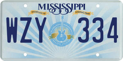 MS license plate WZY334