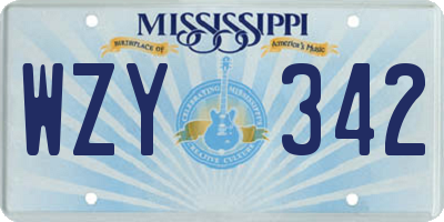 MS license plate WZY342