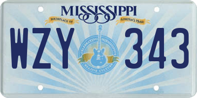 MS license plate WZY343