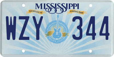 MS license plate WZY344