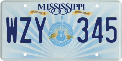 MS license plate WZY345