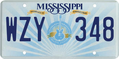 MS license plate WZY348