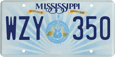 MS license plate WZY350