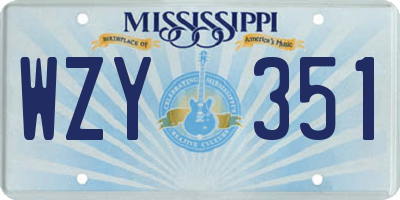 MS license plate WZY351