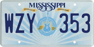 MS license plate WZY353