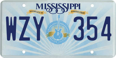MS license plate WZY354