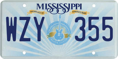 MS license plate WZY355