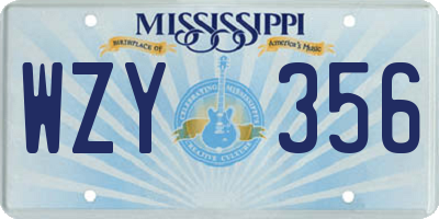 MS license plate WZY356