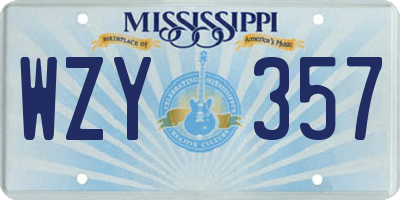 MS license plate WZY357