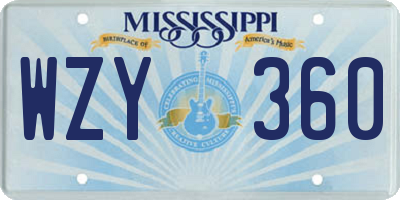 MS license plate WZY360