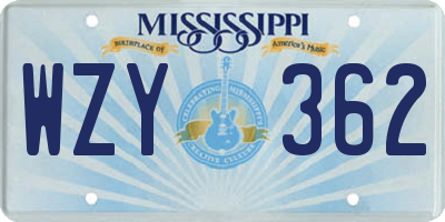 MS license plate WZY362