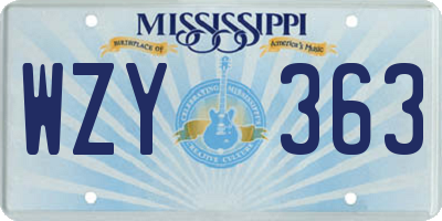 MS license plate WZY363