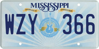 MS license plate WZY366