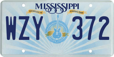 MS license plate WZY372