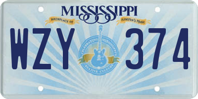 MS license plate WZY374
