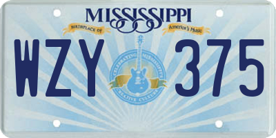MS license plate WZY375